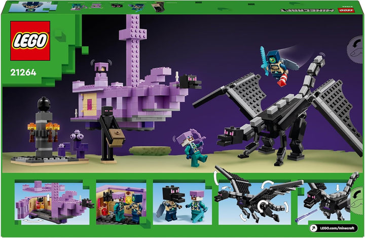LEGO Minecraft The End Dragon și The End Ship, jucărie de acțiune și set de descoperire, set de construcție pentru jocuri video, set de aventură, cadou pentru băieți și fete de la 8 ani 21264 Seturi de constructie Besuche den LEGO-Store