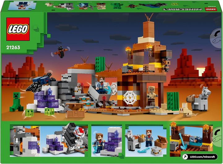 LEGO Minecraft Mina din Badlands, jucărie minieră pentru joc video, set pentru băieți și fete cu vârsta de peste 8 ani, cărămizi distractive de construcție, set de aventură, cadou de ziua de naștere 21263 Seturi de constructie Besuche den LEGO-Store