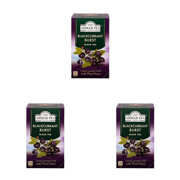 Ahmad Tea - Fruit Tea Selection - Sortiment de ceaiuri de fructe din ceai negru - Măr, piersică și fructul pasiunii, căpșuni, lămâie și lime - Ambalate individual și sigilate pentru păstrarea aromelor - 20 pliculețe de ceai cu bandă