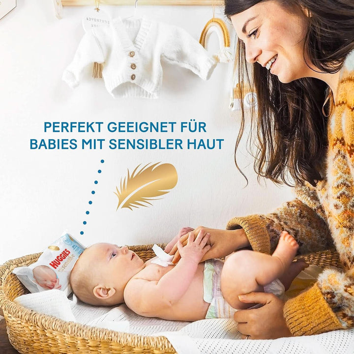 Huggies Pure Extra Care Sensitive Baby-Feuchttücher, Für Den Ganzen Körper, 99 % Reines Wasser, Parfümfrei, 8 X 56 Tücher, Monatsbox Naty Shop