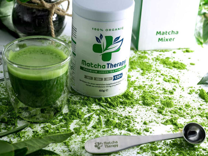 Matchatherapy 30+ | Ceai Matcha organic pudră | 60 g | Cu un conținut verificat de cel puțin 30 mg/g de catechină EGCG | Susține sistemul imunitar și nivelul de energie | Calitate ceremonială | Ceai verde din Japonia