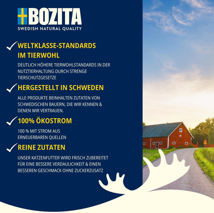 Hrană umedă Bozita Tetra cu curcan în jeleu - 6X370G Hrană pentru pisici fără cereale, fără zahăr - fără OMG, cu 7,5% proteine, 5% grăsimi - Sănătos și echilibrat pentru gurmanzi