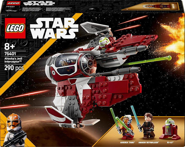 LEGO Star Wars 75401 Interceptorul Jedi al lui Ahsoka, Starfighter pentru fanii Războiului Clonelor, Ahsoka Tano & Anakin Skywalker Minifigures, cu săbii laser și R7-A7, pentru băieți și fete de la 8 ani în sus Seturi de constructie Besuche den LEGO-Store