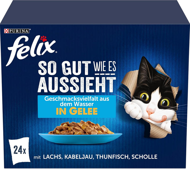 FELIX so Gut Wie Es Aussieht hrană pentru pisici umedă în jeleu, variety mix, pachet de 6 (6 X 12 pungi a 85G)