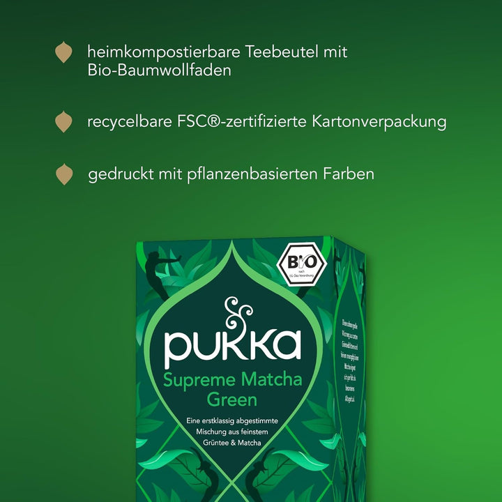 Pukka Matcha Green, pliculețe de ceai: ceai verde energizant cu matcha