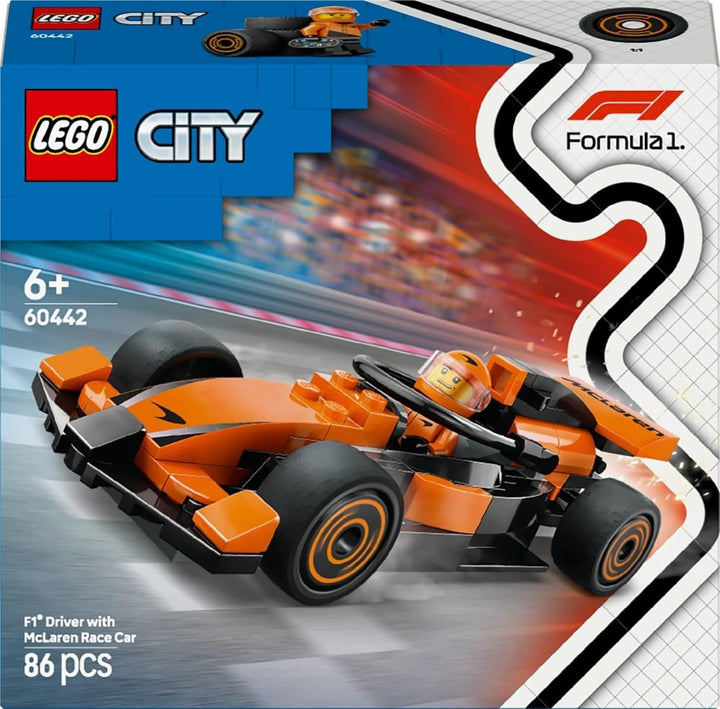 LEGO City F1 Racer cu mașină de curse Mclaren - Model de jucărie Formula 1 cu mașină de curse și minifigurină - cadou mic pentru băieți și fete de la 6 ani sau fani ai sporturilor cu motor 60442 Seturi de constructie Besuche den LEGO-Store
