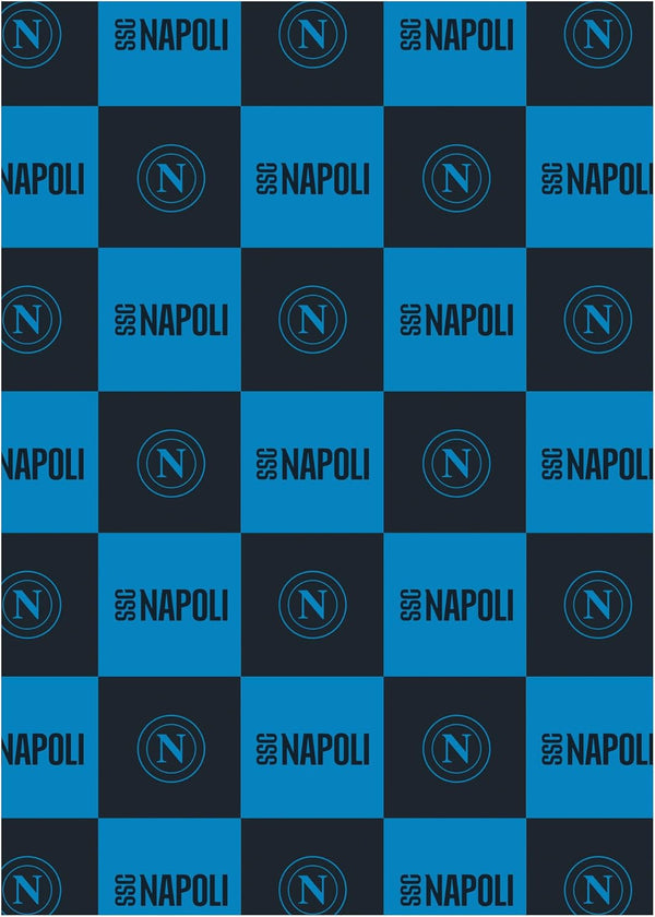 SSC Napoli, pătură moale cu logo, pătură caldă pentru canapea și pat, dimensiune 150 X 210 cm, atingere moale, albastru deschis, produs oficial Paturi si Cuverturi hermet Albastru deschis 150X210