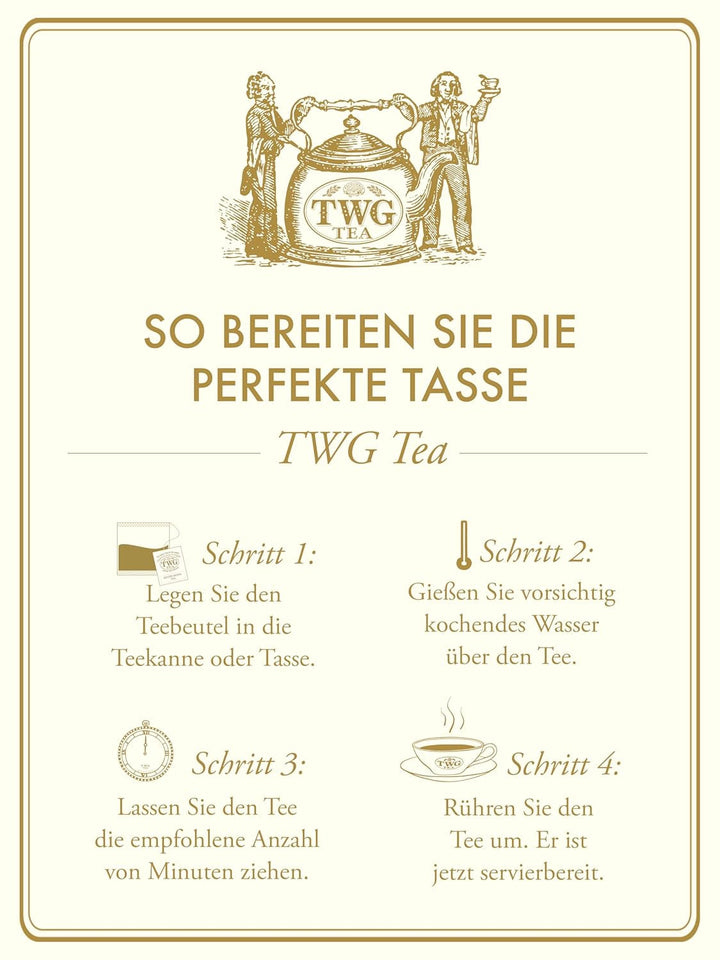 TWG Tea | 1837 Green Tea, amestec de ceai verde în 15 pliculețe de ceai cusute manual din bumbac într-o cutie cadou, 37,5 g