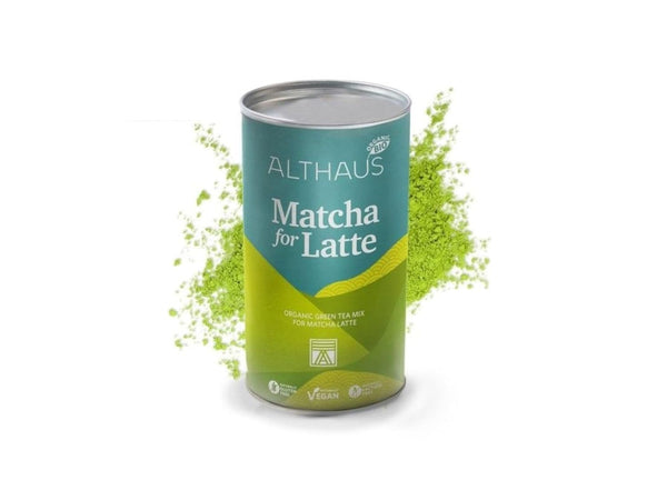 Matcha pentru latte Amestec de ceai verde cu zahăr din trestie, 400 g, vegan, pentru 20 porții