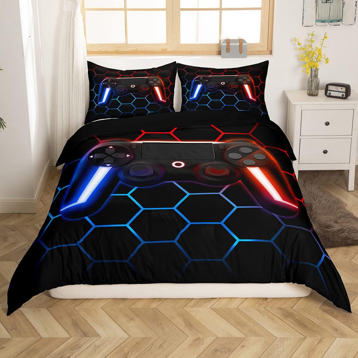 Gamer Bettwäsche Sets Für Jungen 155X220,Gaming Bettbezug Kinder Teens Männer Videospiel Zimmer Dekor Reversible Gaming Tröster Abdeckung Grün Retro Game Controller Bettbezug Weicher Luxus 2 Stücke