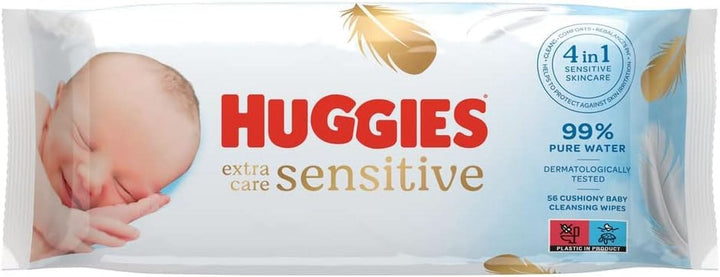 Huggies Pure Extra Care Sensitive Baby-Feuchttücher, Für Den Ganzen Körper, 99 % Reines Wasser, Parfümfrei, 8 X 56 Tücher, Monatsbox Naty Shop
