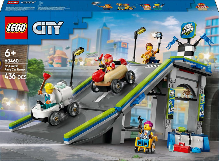LEGO City No Limits: Soapbox Race With Ramp - Jucărie de construit pentru băieți și fete de la 6 ani - Set cu 2 cutii de săpun și 4 minifigurine Racer - Idee de cadou pentru copii 60460 Seturi de constructie Besuche den LEGO-Store