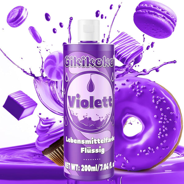 Colorant alimentar - Gikikoko 200ml colorant alimentar lichid, foarte concentrat, colorant alimentar pentru copt, macaroane, prăjituri, jeleu, fondant, prăjituri, slime DIY (violet)