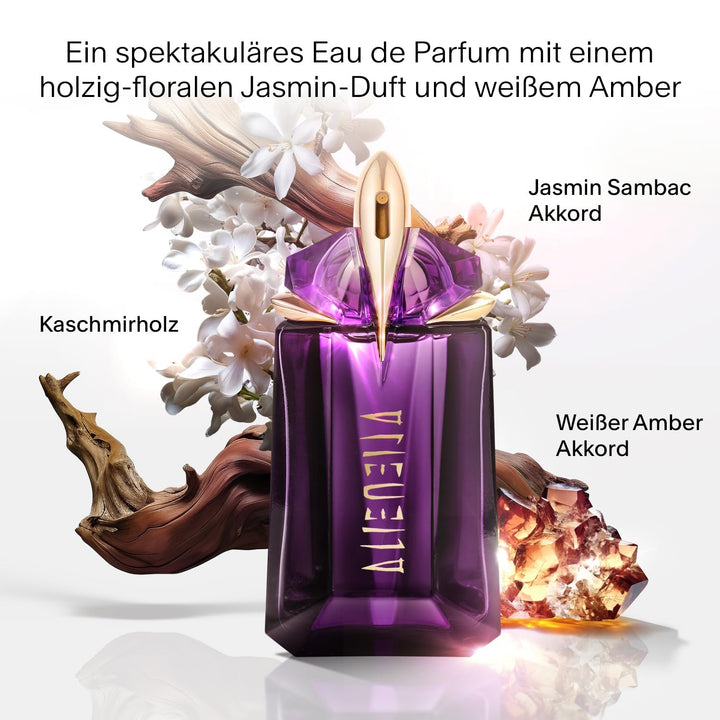MUGLER Alien Eau De Parfum, Parfum de damă, Chihlimbar, Lemnos și Floral, Parfum excepțional, Reîncărcabil, 30 ml + Loțiune de corp parfumată MUGLER Alien, 200 ml