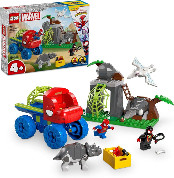 LEGO Marvel Echipa lui Spidey într-o misiune de salvare în camionul Dino, mașină de jucărie construibilă pentru supereroi, set de aventură pentru copii 4+, Spidey și super prietenii săi 11199 Seturi de constructie Besuche den LEGO-Store Titlu implicit