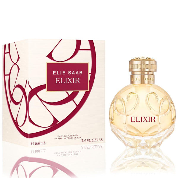 Elie Saab Elixir 100 ml – Apă de parfum – Parfum pentru femei – Parfum floral-lemnos de chihlimbar – Note florale și de chihlimbar – Sticlă transparentă, în formă de bijuterie