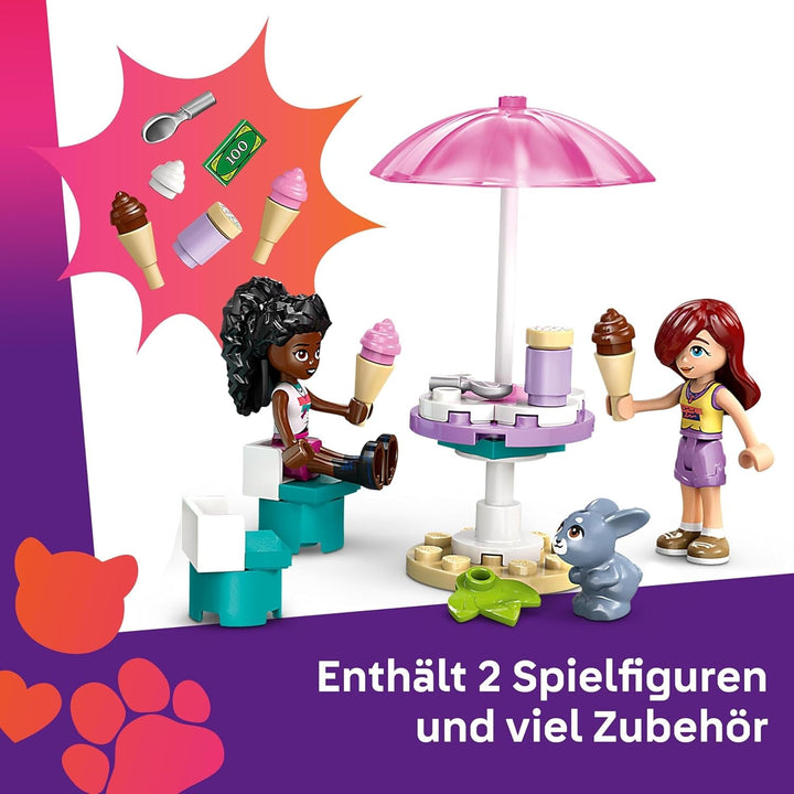 Camion de înghețată LEGO Friends Heartlake City, set de joacă pentru jocuri de rol, set de construcție cu 2 figurine și un iepuraș, jucărie pentru fete de la 4 ani, jucărie de construcție cu minifigurine ale personajelor 42644 Seturi de constructie Besuche den LEGO-Store