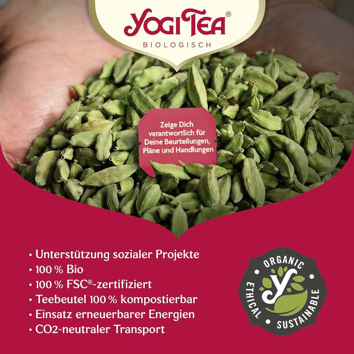 Yogi Tea - Armonie verde, ceai ayurvedic organic cu mirodenii și plante, amestec de ceai verde, lemongrass, mentă, Yogi Tea pachet de 3, 3X17 pliculețe (51 pliculețe de ceai în total), ideal ca cadou
