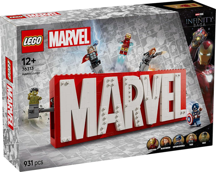 LEGO Marvel: Logo-ul și minifigurinele Marvel - Set de colecție cu Hulk, Thor, Iron Man, Black Widow și Captain America - Set de construcție cu figurine Avengers - Cadou pentru băieți și fete de la 12 ani 76313 Seturi de constructie Besuche den LEGO-Store