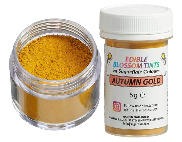 Pudră de colorant alimentar Sugarflair Blossom Tint Dust Autumn Gold - Pudră de colorant alimentar pentru decoruri de tort, pastă de zahăr, fondant, glazură, ciocolată, cremă de unt, macarons și multe altele - 5G
