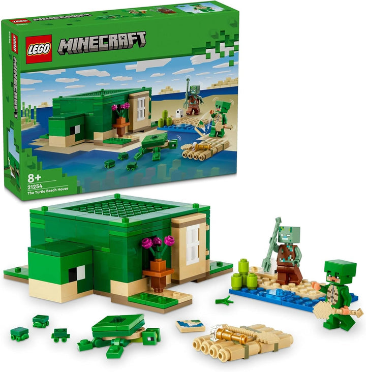 LEGO Minecraft The Turtle Beach House, casă de jucărie cu accesorii pentru fete și băieți de la 8 ani, set cu animale și personaje din jocul video, cadou pentru gameri 21254 Seturi de constructie Besuche den LEGO-Store Singur