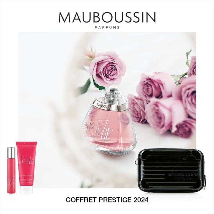 Mauboussin - Prestige 2024 a La Folie: Eau De Parfum 100 ml, Lapte de corp 75 ml, Spray de călătorie 20 ml și Geantă de umăr