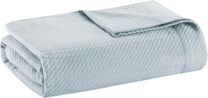 Madison Park 100% bumbac egiptean, respirabil, pătură confortabilă, tricotat premium, sezon de lux, acoperire ușoară pentru pat, canapea și canapea, pat Full/Queensize, Rose Plapumi si pilote Naty Shop Lumină, albastru Full/Queen