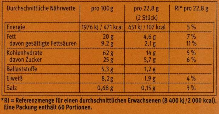 Brandt Hobbits Crunchy - 2 pachete - Cutie de catering cu 60 de pachete - Biscuiți integrali cu conținut ridicat de fibre și fulgi de ovăz (60 x 22,8 g)