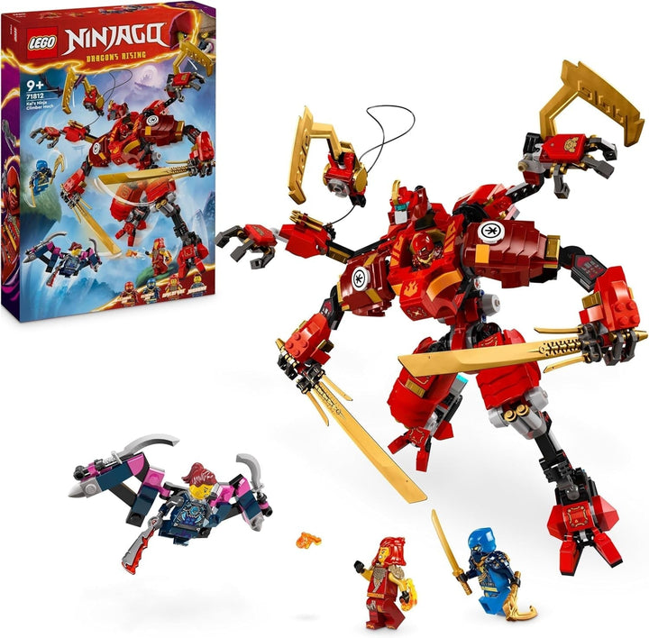 LEGO NINJAGO Kai's Ninja Climbing Mech Set, Jucărie Ninja cu figurină de acțiune construibilă și 4 mini figurine, set de aventură pentru copii, cadou de ziua de naștere pentru băieți și fete de 9 ani 71812 Seturi de constructie Besuche den LEGO-Store Singur