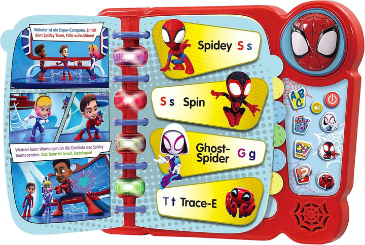 Vtech Spidey and His Super Friends - Adventure Book - Carte interactivă pentru învățarea literelor, obiectelor, muzicii și cuvintelor - Pentru copii cu vârsta cuprinsă între 3-6 ani Jucarii Bebe Naty Shop