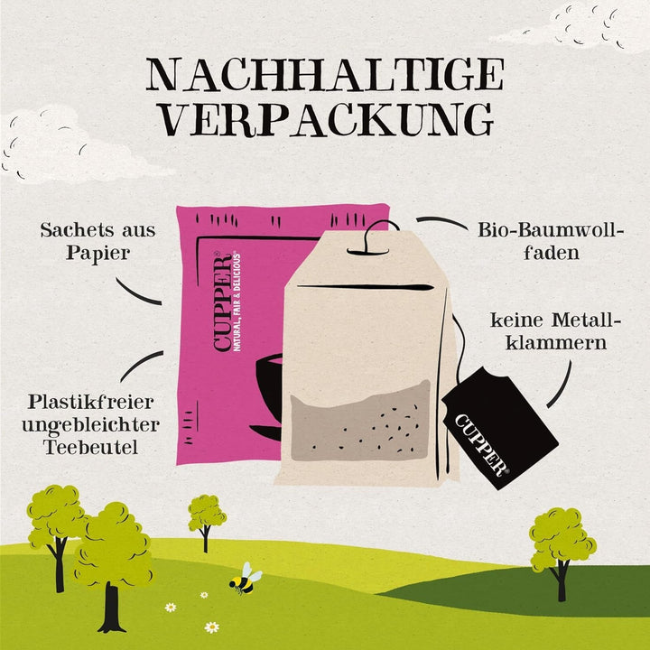 Set de ceaiuri bio Cupper „Fruity”, set cadou de ceaiuri, ceaiuri din fructe, trei sortimente diferite, 60 pliculețe de ceai nealbite, fără plastic, pachet de 3