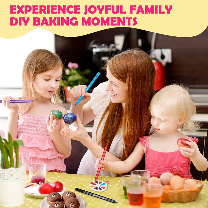 12 bucăți de pixuri colorante alimentare, pixuri colorante alimentare pentru copt, markere alimentare cu vârf fin și gros, pix comestibil pentru prăjituri, fondant, fursecuri, ouă de Paște, macaroane