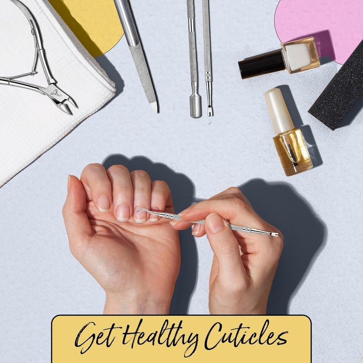 ARMIZ Set de 4 piese pentru împingătorul și cleștele de cuticule, Set profesional de instrumente pentru îndepărtarea cuticulelor, Clește multifuncțional din oțel inoxidabil pentru manichiură și pedichiură