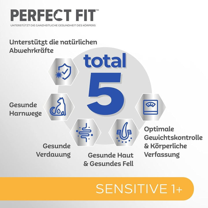 Perfect Fit Sensitive 1+ hrană umedă pentru pisici cu pui în sos, 12 pungi porție, 12X85G - Hrană umedă premium pentru pisici, Pentru pisici sensibile de la 1 an, Fără grâu și soia, Pentru susținerea digestiei