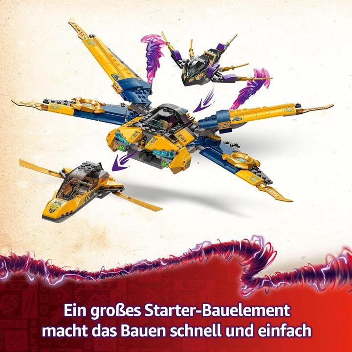 LEGO NINJAGO Super Storm Flyer al lui Ras și Arin - Jucărie cu dronă, tragătoare, lame și motoare - Incl. 3 minifigurine pentru jocuri de rol Ninja - Set de construcție pentru băieți și fete de la 8 ani 71833 Seturi de constructie Besuche den LEGO-Store