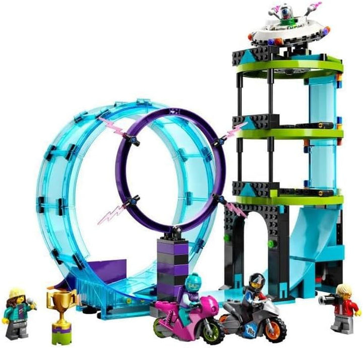 LEGO 60361 City Stuntz Ultimate Stunt Rider Challenge, cascadorii 3In1 pentru 1 sau 2 jucători, cu 2 motociclete de jucărie cu volan pentru copii, set 2023 Seturi de constructie Besuche den LEGO-Store