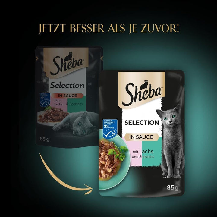 SHEBA Portion Pouch Hrană umedă pentru pisici Selection In Sauce With Salmon And Pollock Msc-Certified 28 X 85G