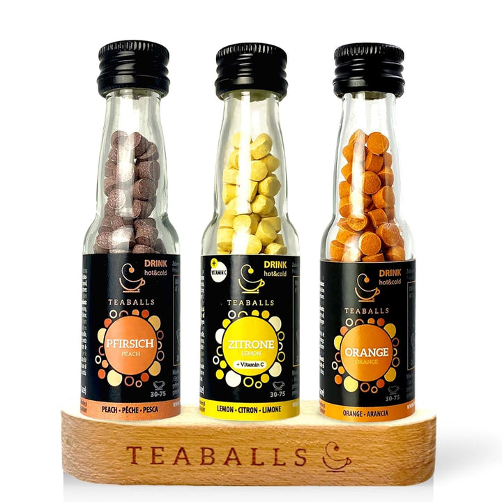 TEABALLS - Set de 3 POWER TEA MIX - ZMEURĂ, ENERGIE, CIREȘE Pentru aproximativ 120 de cești de ceai