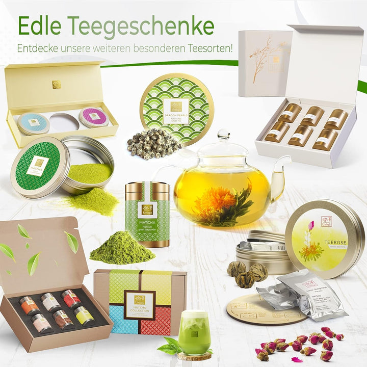 Tea Uniqo - Ceai Matcha roz pudră - Ideal pentru înghețată, latte, shake-uri, coacere sau gătit - Pudră de fructul dragonului Pitaya, 100% natural, fără aditivi, în cutie resigilabilă