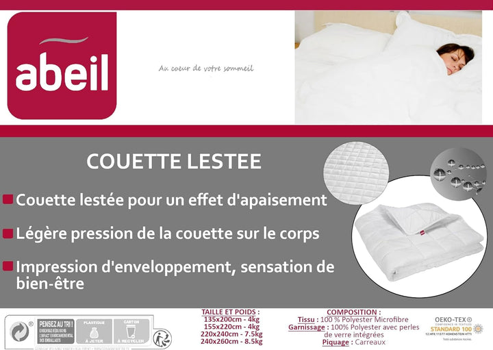 Abeil pătură ponderată, 7,5 kg, 220 X 240 cm, efect calmant, alb Plapumi si pilote Naty Shop