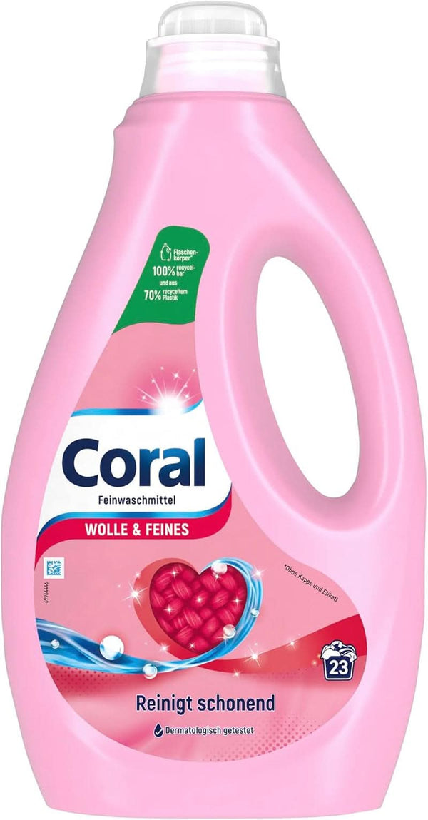 Coral detergent lichid delicat pentru lână și rufe delicate, 23 spalari, 1,15 litri Detergenti Rufe Naty Shop 1.15 litri