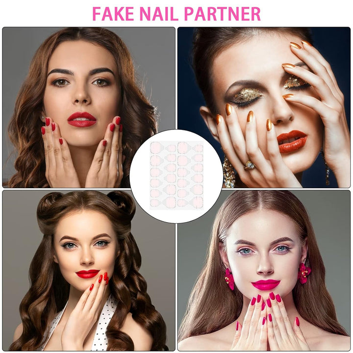 ® 100 de șabloane pentru unghii și 1 foaie cu 24 de dischete adezive transparente pentru unghii, șabloane pentru extensii de unghii, șabloane autoadezive pentru extensii de unghii cu gel, accesorii pentru unghii artificiale