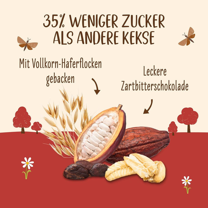 Biscuiți cu ovăz și ciocolată bio Allos | Biscuit crocant cu ovăz integral și ciocolată | Îndulciți cu miere | 6 x 130 g