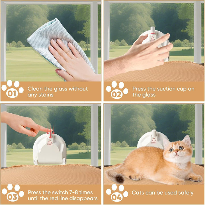 LORESJOY Șezlong pliabil pentru pisici, pat pentru pisici cu fereastră, hamac pentru pisici, hamac cu fereastră pentru pisici cu ventuză mare, șezlong pliabil pentru pisici, pat agățat până la 25 kg