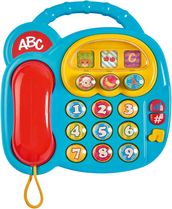 Simba 104010016 - Telefon colorat ABC, jucărie pentru copii, afișaj cu imagini rotative, melodie, telefon de joacă, telefon de învățare, cu sunete diferite, 20cm, abilități motorii, pentru copii mici, de la 6 luni Jucarii Bebe Naty Shop