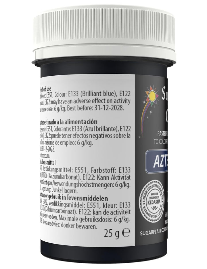 Colorant alimentar Sugarflair Paste Pastel Aztec Blue, colorant alimentar pentru paste, fondant și marțipan, culori concentrate Spectral - 25 g