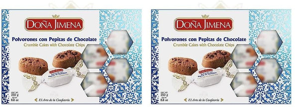 – Polvorones de ciocolată cu bucăți de ciocolată, cea mai înaltă calitate, biscuiți tipici de Crăciun, rețetă artizanală, 250 g (pachet de 2)