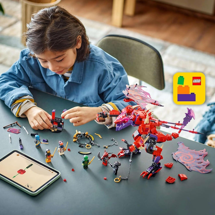 LEGO NINJAGO Chaos Dragon Thundertooth - Jucărie cu 6 minifigurine Ninja - Set de construcție pentru jocuri de rol pentru băieți și fete cu vârsta peste 8 ani - Cadouri pentru fanii serialului TV Rise of the Dragons 71832 Seturi de constructie Besuche den LEGO-Store