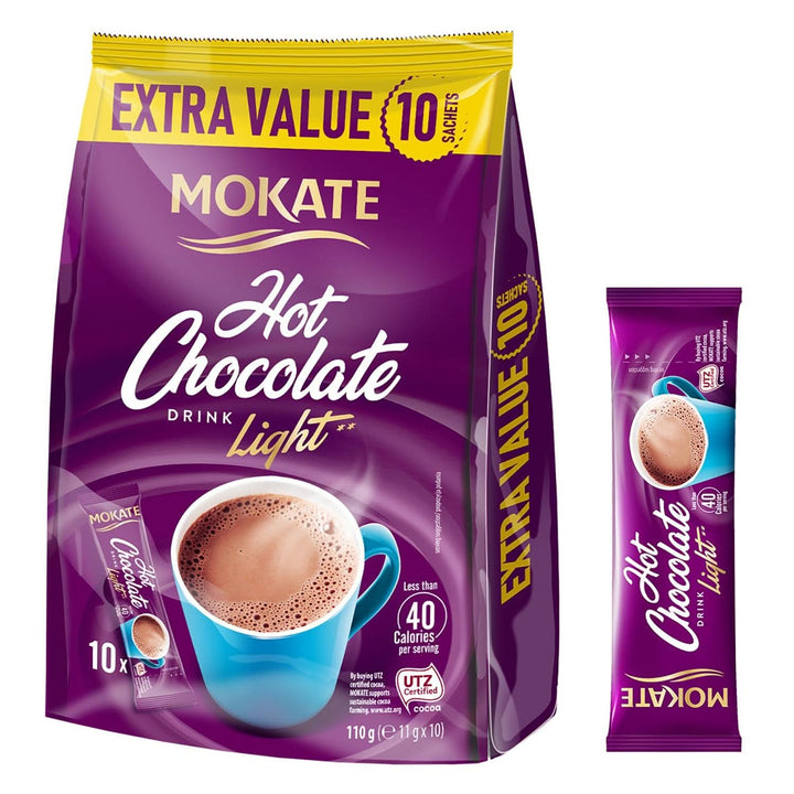 MOKATE® Ciocolată caldă neagră - 1 pachet 180 grame - 10 plicuri Cacao si Ciocolata Calda Naty Shop Light - 10 plicuri