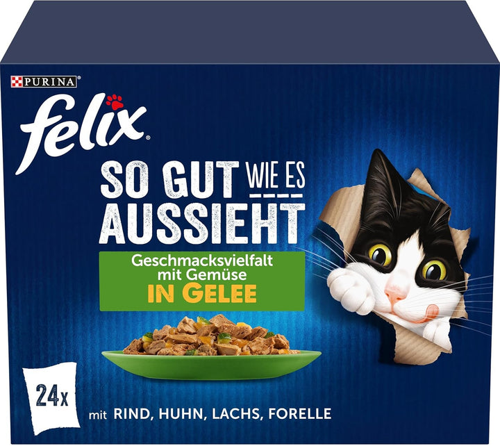 FELIX so Gut Wie Es Aussieht hrană pentru pisici umedă în jeleu, variety mix, pachet de 6 (6 X 12 pungi a 85G)